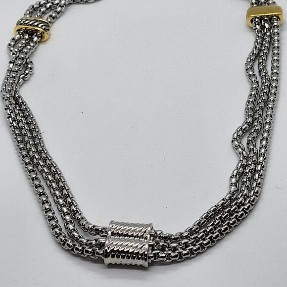 NEW, ELITE JEWELRY STUDIO, TWO-TONE 3 TIER MAGNETIC NECKLACE SM7269 - Picture 2 of 5